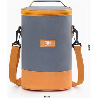 Lunchbox met grote capaciteit Thermische tas Verdikte Oxford-stof Ronde ton Aluminiumfolie Isolatietassen Picknick Voedselkoeltassen Handtassen gray