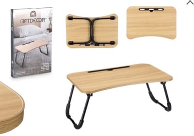 Giftdecor Laptoptafel / schoottafel / bedtafel - hout/metaal - 60 x 40 x 26 cm - inklapbaar