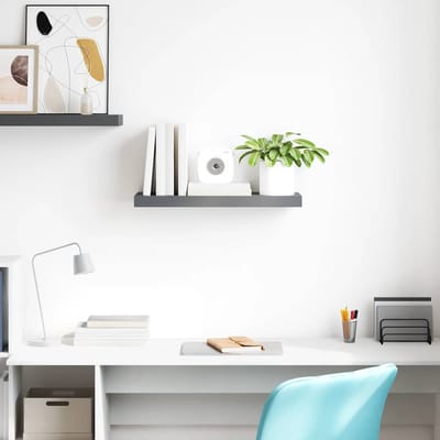 vidaXL - Wandschap - zwevend - 60x23,5x3,8 - cm - MDF - hoogglans - grijs