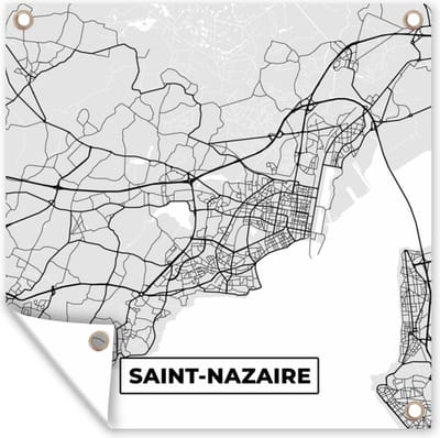 Tuin poster Saint-Nazaire - Plattegrond - Frankrijk - Kaart - Stadskaart - 200x200 cm - Tuindoek
