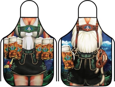 Dailygoods- Keukenschort 2 Stuks - Barbecueschort - Grappige Cadeaus - 80x60cm - Groen/Blauw/Wit - Geschikt voor Dames/Heren - Schort