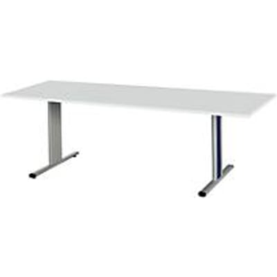 Schäfer Shop  Select Planova vergadertafel, rechthoekig, 2000 x 800 mm, lichtgrijs, accentlijsten gentiaanblauw