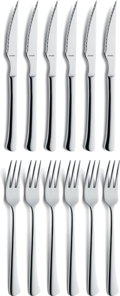 Amefa Chuletero - Steakset - 12 delige set voor 6 personen - RVS - zilver - Vaatwasserbestendig
