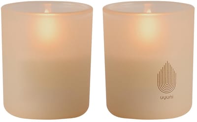 Uyuni Led kaars in glas - 2 stuks - 6 cm x7 cm - Beige