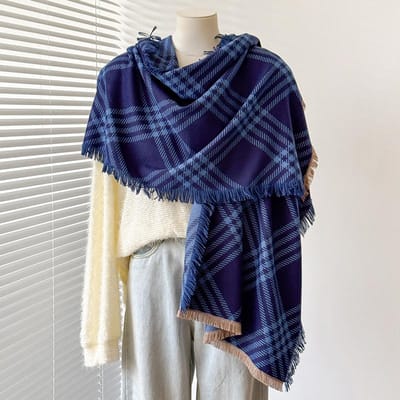 Warm Kasjmier Deken Dames Reizen Winter Sjaal Mode Geruit Pashmina Dikke Sjaal Wraps Met Kwastjes Casual Bufanda Poncho gray