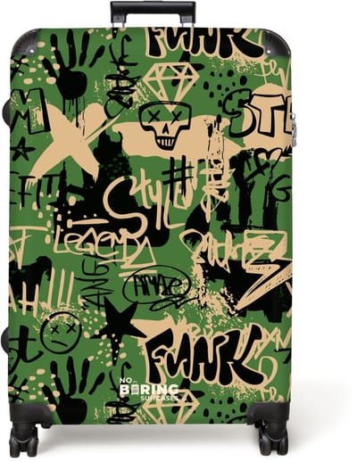 NoBoringSuitcases.com® - Koffer groot - Reiskoffer lichtgewicht - Graffiti in camouflage kleuren - Rolkoffer met 4 wielen - Grote trolley XL - 98 liter bagage