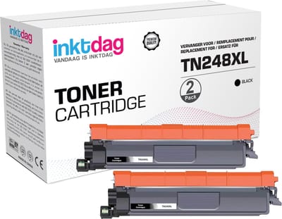 Inktdag toner cartridge Geschikt Voor Brother TN-248XLBK /Zwart (2 stuks) | Multipack Geschikt voor Brother L3515CDW - L3520CDW - L3527CDW - L3555CDW - L3560CDW - L3215CW - L3220CW - L3240CDW - L8230CDW - L8240CDW - L3740CDW - L3760CDW - L8340CDW