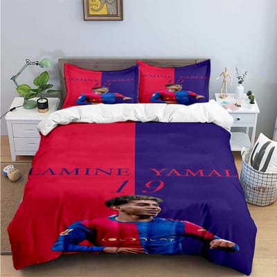 Spanje Voetbal Cenozoïsche Ster L-Lamine Y-Yamal Beddengoed Sets Bedbenodigdheden Set Dekbedovertrek Beddekbed Set Beddengoed Set Cadeau EU Single(135*200cm)3pcs