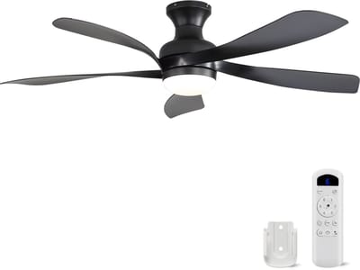 Plafondventilator Met Lamp - 5 ABS Bladen - Ø 132 cm - Dimbare lamp - Met Afstandsbediening - 6 ventilatorstanden - LED's Light - Zwart