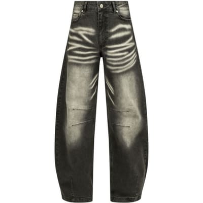 R.E.D. Rock-Engineered Design Zwarte jeans in barrel fit met borduursel en patch van imitatieleer - Dames - W27L30