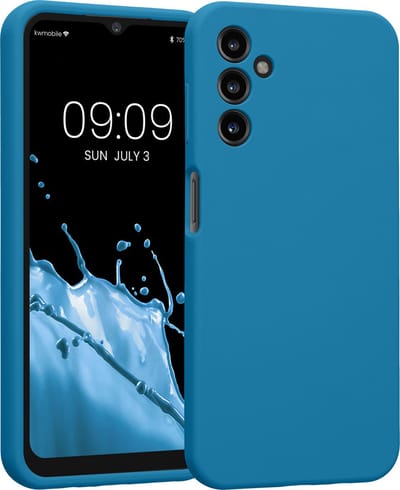 kwmobile telefoonhoesje geschikt voor Samsung Galaxy A14 5G - TPU backcover met siliconen coating - Smartphone case in Caribisch blauw