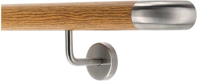 Trapleuning Aluminium Houtdecor - Wandleuning Reling - Veilig Traplopen - Doorlopende Leuning - 160 cm - Eiken Houtdecor