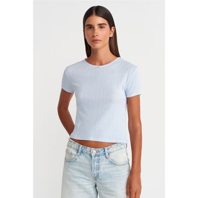 Dames Geribbelde Crop T-shirt