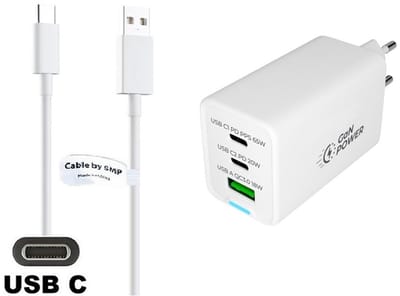 OneOne 50W super snellader met 3 poorten. Oplader met sterke 1,5m USB C naar Lightning kabel. PPS GAN PD lader adapter past op Apple iPhone 12 Pro Max, 13, iPhone 13 Mini, iPhone 13 Pro, iPhone 13 Pro Max, iPhone 14 Pro Max