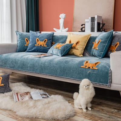Effen Kleur Chenille Geborduurd Sofakussen Vier Seizoenen Universele Stof Antislip Sofakussen Sofaovertrek Handdoekovertrek 70*70cm