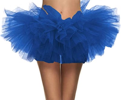 KIMU® Korte Tutu Koningsblauw Tule Rokje - Maat XS S M - Blauw Petticoat Rok Dames Meisje - Ballet Tulerokje Balletpakje Dansmarieke Cheerleader Festival
