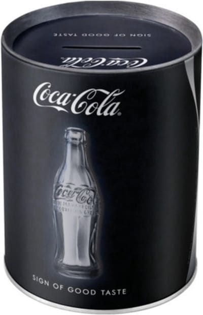 Nostalgic Art Coca Cola thema spaarpot - zwart - metaal - 10 x 13 cm - spaarpotten - volwassenen en kinderen