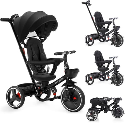 Babydriewieler - Kinderfiets - Buiten spelen - 6-in-1 ontwerp - 45 x 80 x 95 cm - Grijs
