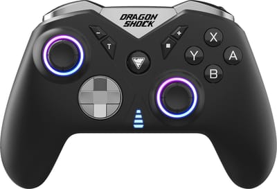 DragonShock - NEBULA PRO - Zwarte gamingcontroller met peddels Bluetooth compatibel met Nintendo Switch/Switch Lite/Switch OLED/PS3/PC/Android - RGB - 6-assige sensor - Turbomodus - 550mAh