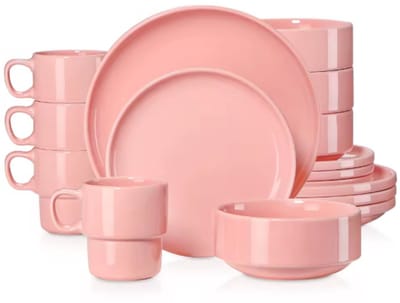 Marlito Serviesset - 32 delig - 8 persoons - Baby roze - Dinerborden - Bordenset - Diepe borden - Ontbijtborden - Servies - Keukenservies