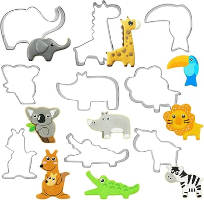 Famanu – Dieren koekjesvormen set van roestvrij staal, veelzijdige dierlijke vormen voor koekjes, fondant en taartdecoratie