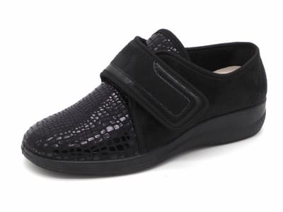 Fischer Dames Stretch Pantoffel - 18411-222 Zwart - Maat 38