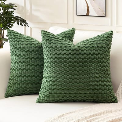 Decoratieve Kussenslopen Corduroy 60x60cm Zacht Boho Strepen Kussenhoezen Set van 2 voor Bank en Slaapkamer