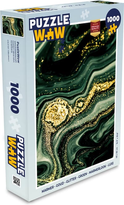Puzzel Marmer - Goud - Glitter - Groen - Marmerlook - Luxe - Legpuzzel - Puzzel 1000 stukjes volwassenen