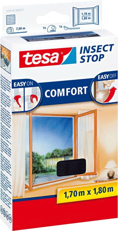 Tesa Inzethor - Vliegenhor/Raamhor - Zwart - 1,7x1,8m - 2 Stuks