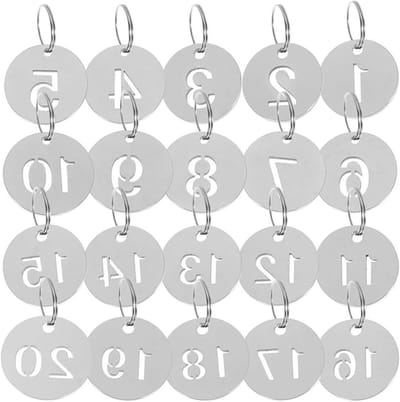 Stalen Sleutellabels - Nummerplaatjes Met Ringen - Sleutel Identificatie - Roestvrij Staal - 1-200 - Zilver