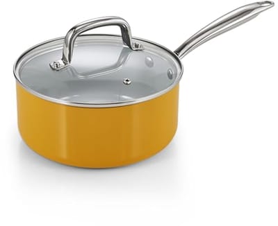Anti-aanbak sauspan met glazen deksel - 3-kwart steelpan met keramische coating voor inductie koken