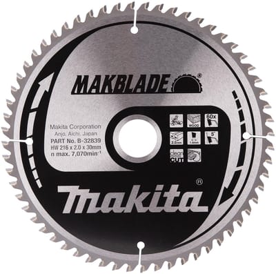 Makita Afkortzaagblad voor Hout | Makblade | Ø 216mm Asgat 30mm 60T - B-32839