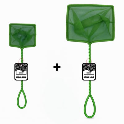 Aqua-Loui® Aquarium Schepnet Set - 2 Schepnetjes - Visnet 10 cm & 15 cm - Fijnmazig - Voor Aquarium, Vijver & Zwembad - Zacht Visnet