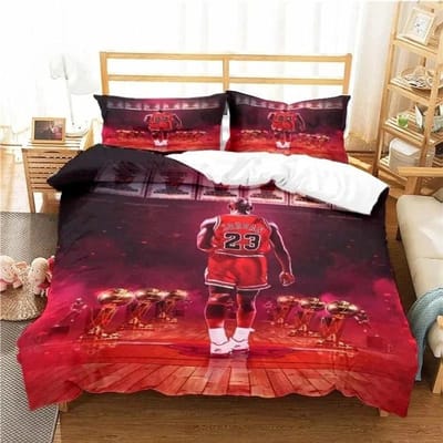 Amerikaanse Basketbalster Nee. 23 Beddengoedset Jongens Meisjes Eenpersoons Tweepersoons Maat Dekbedovertrek Kussensloop Bed Kinderen Volwassenen Hometextiel EU SuperKing 260x220