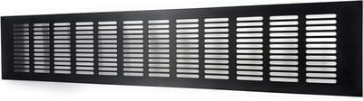 Aluminium Ventilatierooster - Meubelrooster Ventilatieplaat - Luchtuitwisseling Creëren - Gegolfde Montagebrug - 120x500 mm - Bruin/Zwart