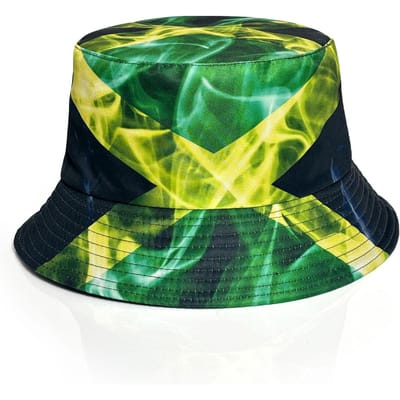 Chapeau de pêcheur Hip-Hop Tendance et Unique, Réversible, avec Motif Drapeau Jamaïcain, Léger et Pliable, Convient à Toutes les Saisons (green,One Size) vert