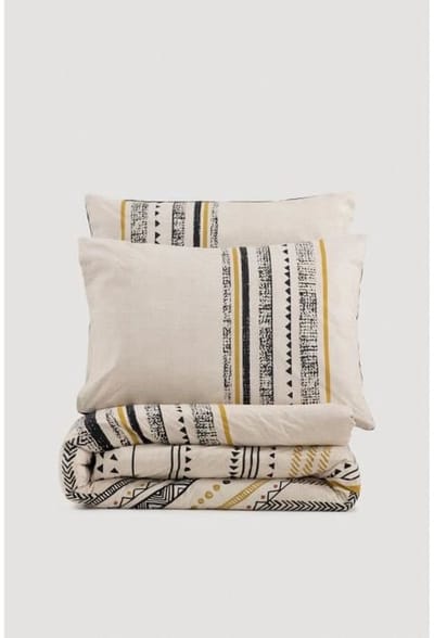 Parure de lit - 1 housse de couette 220 x 240 cm + 2 taies d'oreiller 60 x 60 cm - 100% coton renforcé - Blanc