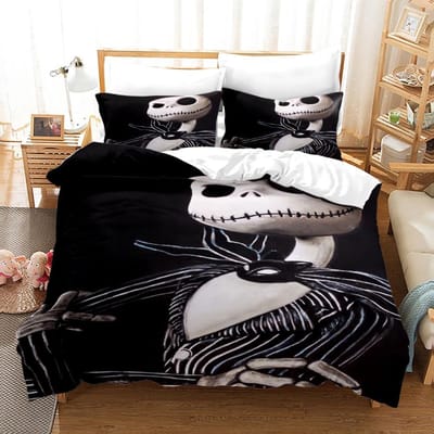 3-delige Dekbedovertreksets Queen Size, Nightmare Before Christmas Jack en Sally Roos Decor Beddengoedset 2/3-delig Polyester Dekbedovertrek 135x200cm 2pcs