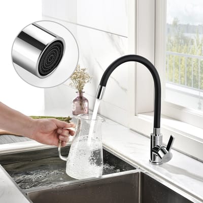 Auralum max Keukenkraan Met Flexibele Uitloop - Keukenkraan 360° Draaibaar - Keukenmengkraan Met Waterbesparende Perlator - Zwart