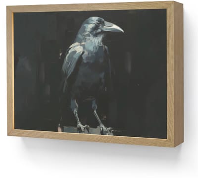 Wandlamp 40x30 cm - Oplaadbaar - Raaf - Vogels - Zwart - Wandlampen binnen woonkamer - Slaapkamer lamp - Decoratieve nachtlamp - Vloerlamp draadloos