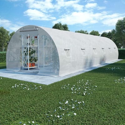Tuinkas met scharnier - Kweekkas Plantentunnel - Planten beschermen - Zwaarder PE-netweefsel - 900 x 300 x 200 cm - Wit