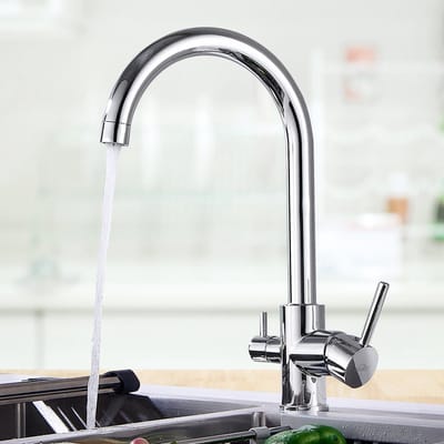 Auralum max 3-weg keukenkraan - 360° draaibare keukenmengkraan, gootsteenmengkraan voor osmose systeem - drinkwaterkraan met 2 hendels - hogedruk keukenmengkraan