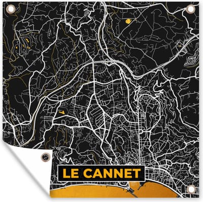 Tuin poster Plattegrond – Kaart – Stadskaart – Frankrijk – Le Cannet - 200x200 cm - Tuindoek