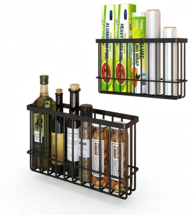 Keuken Folie Organizer voor Koelkast – Magnetische Opbergrek voor Vershoudfolie & Aluminiumfolie – Zwart