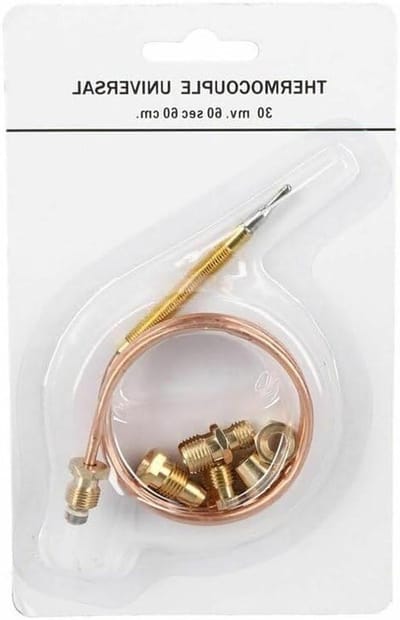 Thermoelement Gasapparaten - Temperatuursensor Ontstekingsbeveiliging - Veilig Gas Gebruiken - Universele Aansluitingen - 600 mm - Zilver
