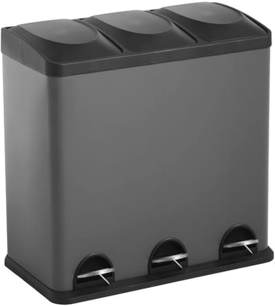 Afvalscheiding Pedaalemmer - 3 Compartimenten - 60 Liter - RVS - Vingerafdrukvrij
