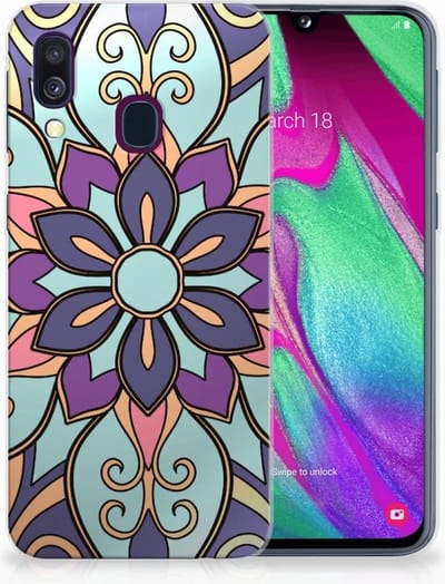 Samsung Galaxy A40 TPU Case Purple Flower
