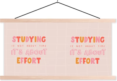 Posterhanger incl. Poster 120x60 cm - Schoolplaat - Studeren - Tijd - Spreuken - Student - Textielposter - Blanke latten
