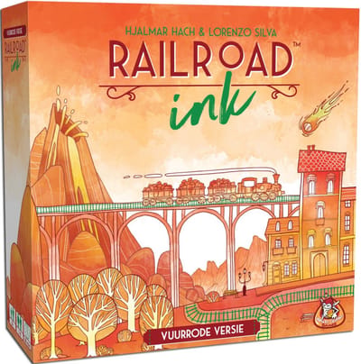 White Goblin Games - Railroad Ink (Vuurrode versie) - Dobbelspel - 1 tot 6 spelers - Roll & Write - Puzzelspel - Voor de hele familie