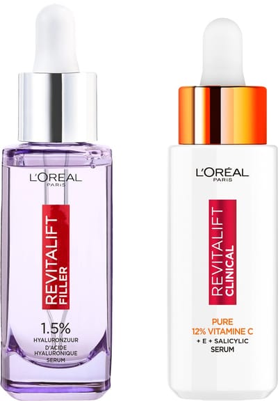 L'Oréal Paris Revitalift Filler 1,5% Hyaluronzuur Serum - hydratatie - 30ml + L'Oréal Paris Revitalift Clinical Vitamine C Serum - 30ml